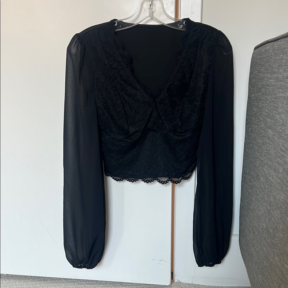 Elegant Black Lace Women's Top